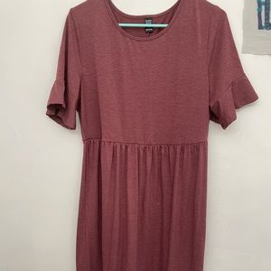 a size large cotton, shein, maroon dress.